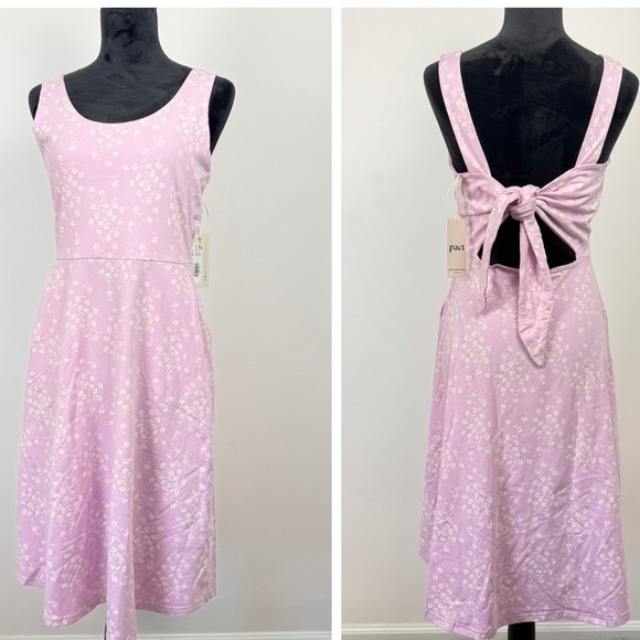 Pact Dresses & Skirts - Pact Lilac Floral Tie Back Cutout Sundress Large Cottage Garden Spring Summer